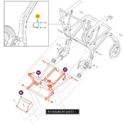Pride Mobility Jazzy Ultra Light (S/N - JH3) IPB, INFMANU5460 - Frame Assembly