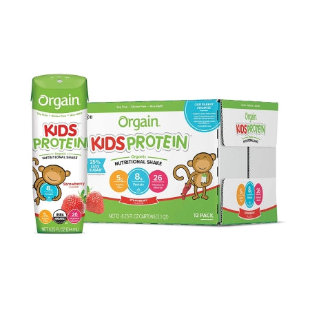 Pediatric Oral Supplement Orgain® Kids Protein™ Organic Nutritional Shake Strawberry Flavor 8.25 oz. Carton Liquid Organic
