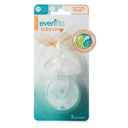 Nipple Evenflo Feeding Balance + Wide Neck Slow Flow Tip Ages 0 Months and Up