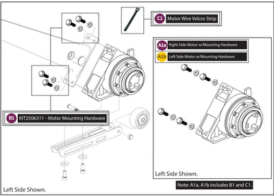 Pride Mobility Jazzy® Carbon 27 (S/N-JH9) IPB, INFMANU5616- Motor Assembly