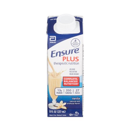 Oral Supplement Ensure® Plus Therapeutic Nutrition Vanilla Flavor Liquid 8 oz. Reclosable Carton