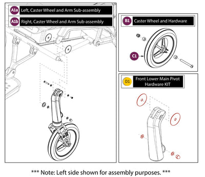 Pride Mobility Jazzy Ultra Light (S/N - JH3) IPB, INFMANU5460 - Caster Assembly