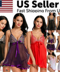 Women'S Sexy Lingerie Babydoll Sleepwear Underwear Lace Dress G-String Nightwear
