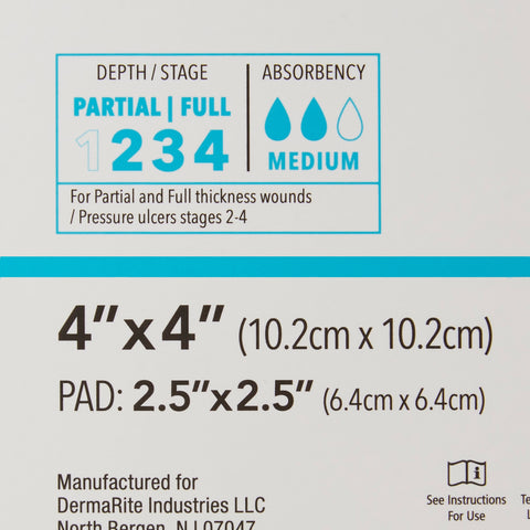 DermaRite Industries Thin Foam Dressing ComfortFoam™ Border Lite 4 X 4 Inch With Border Waterproof Backing Silicone Adhesive Square Sterile #47440