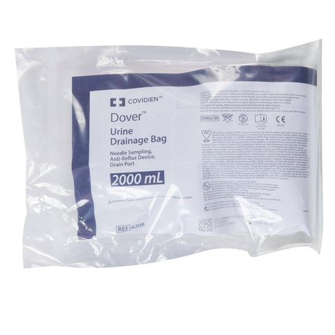 Cardinal Urinary Drain Bag Dover™ Anti-Reflux Valve NonSterile 2,000 mL Vinyl #6208