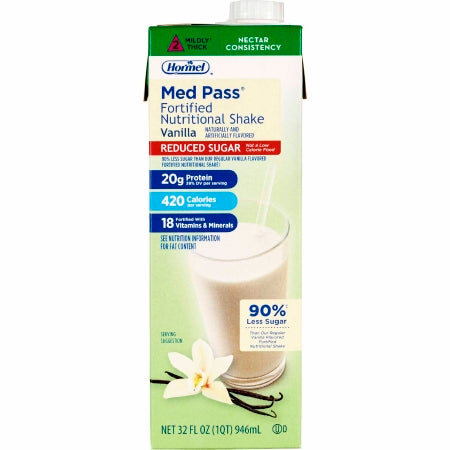 Oral Supplement Med Pass® Reduced Sugar Vanilla Flavor Liquid 32 oz. Carton