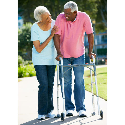 Drive Medical Deluxe Folding Walker, Two Button with 5" Wheels, ADULT #10210-1