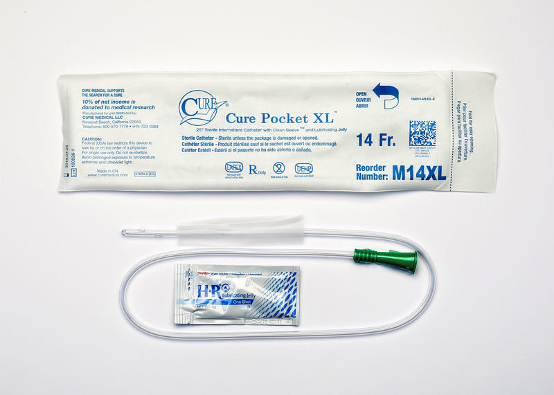 ConvaTec Urethral Catheter Cure Medical® Pocket Catheter Straight Tip Uncoated PVC 14 Fr. 25 Inch #M14XL