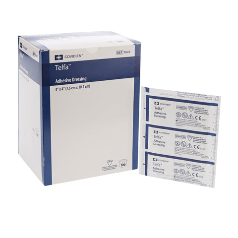 Adhesive Dressing Telfa™  Film / Cotton Rectangle White Sterile
