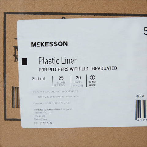 Pitcher Liner McKesson Plastic, Graduated For Plastic Pitchers with Lids #56-80528