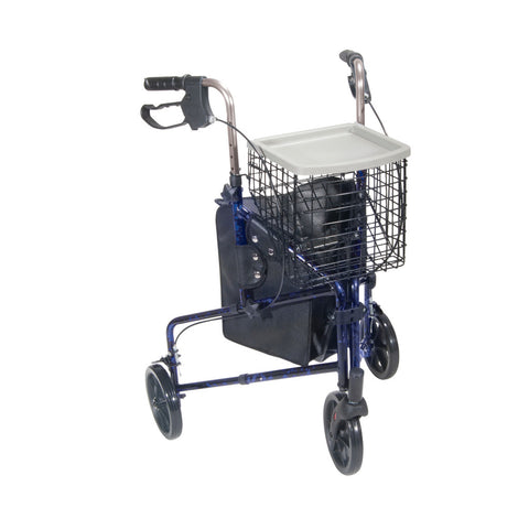 Drive Medical Deluxe 3 Wheel Aluminum Rollator, 7.5" Casters #10289BL