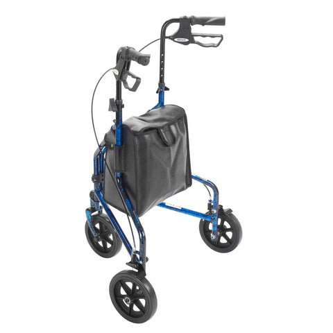 Drive Medical Deluxe 3 Wheel Aluminum Rollator, 7.5" Casters #10289BL