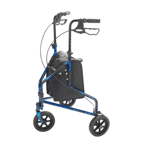 Drive Medical Deluxe 3 Wheel Aluminum Rollator, 7.5" Casters #10289BL