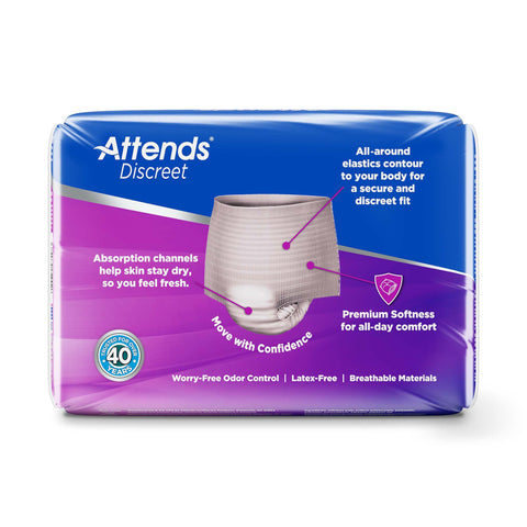 Absorbent Underwear Attends® Discreet Pull On with Tear Away Seams Adult Medium Female Disposable Heavy Absorbency #ADUF20