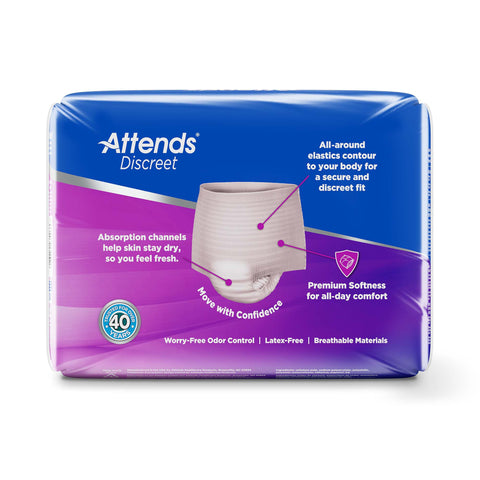 Absorbent Underwear Attends® Discreet Pull On with Tear Away Seams Adult Large Female Disposable Heavy Absorbency #ADUF30