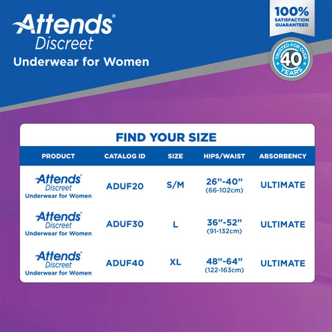 Absorbent Underwear Attends® Discreet Pull On with Tear Away Seams Adult Large Female Disposable Heavy Absorbency #ADUF30