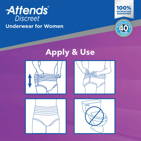 Absorbent Underwear Attends® Discreet Pull On with Tear Away Seams Adult Large Female Disposable Heavy Absorbency #ADUF30