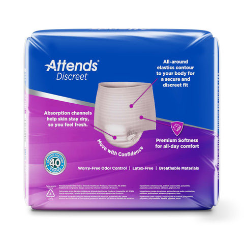Absorbent Underwear Attends® Discreet Pull On with Tear Away Seams Adult X-Large Female Disposable Heavy Absorbency #ADUF40