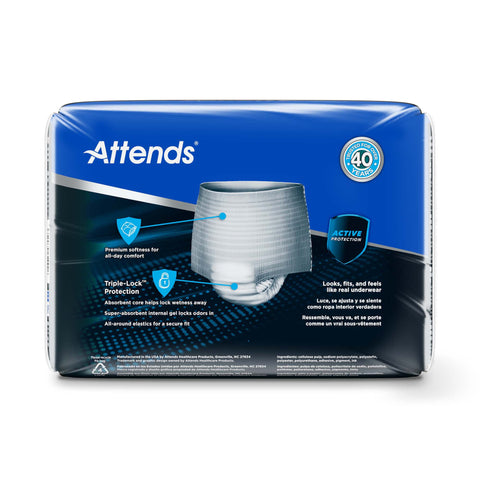 Absorbent Underwear Attends® For Men Pull On with Tear Away Seams Adult Small / Medium Male Disposable Heavy Absorbency #ADUM15