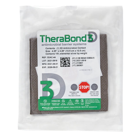 Argentum Medical Silver Wound Contact Layer Dressing TheraBond® 3D 4-1/2 X 4-1/4 Inch Square Sterile #3DAC-44