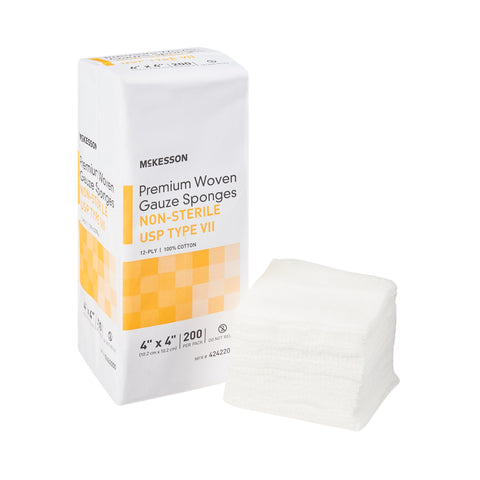 USP Type VII Gauze Sponge Cotton 12-Ply Square NonSterile