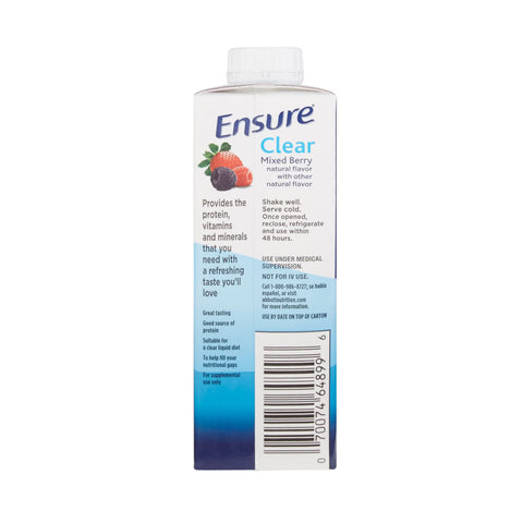 Oral Supplement Ensure® Clear Therapeutic Nutrition Mixed Berry Flavor Liquid 8 oz. Reclosable Carton #64900