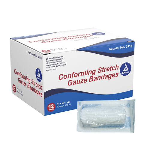Conforming Bandage Dynarex® Polyester 1-Ply  Roll Shape Sterile