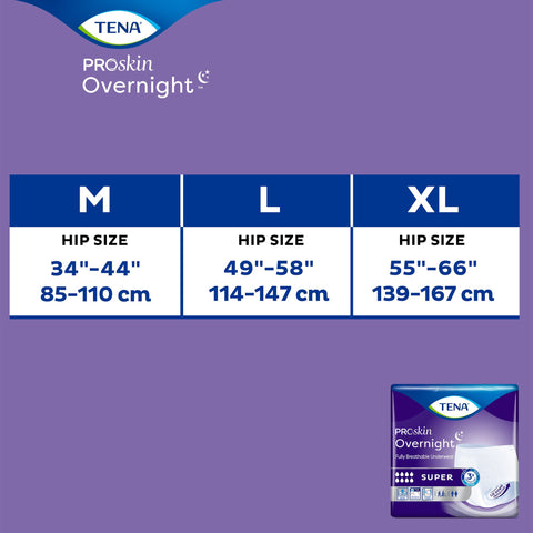 Absorbent Underwear TENA ProSkin Overnight™ Super Pull On with Tear Away Seams Adult Medium Unisex Disposable Heavy Absorbency #72235