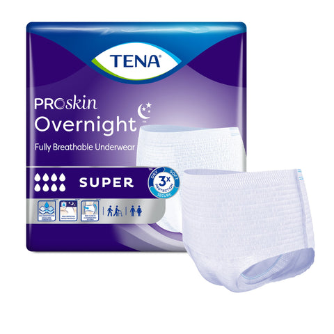 Absorbent Underwear TENA ProSkin Overnight™ Super Pull On with Tear Away Seams Adult Large Unisex Disposable Heavy Absorbency #72325