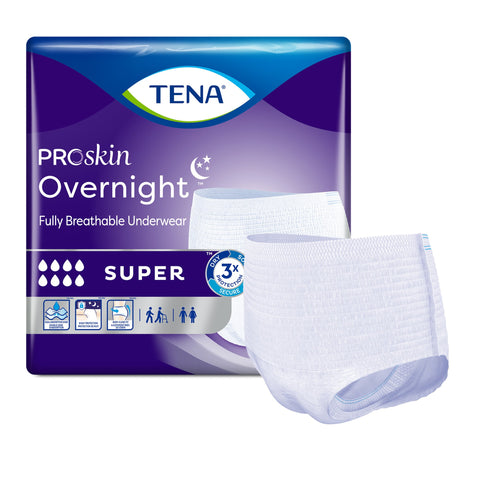 Absorbent Underwear TENA ProSkin Overnight™ Super Pull On with Tear Away Seams Adult X-Large Unisex Disposable Heavy Absorbency #72427