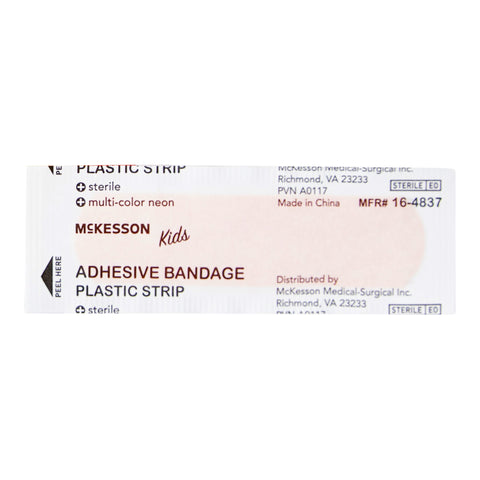 Adhesive Strip Kids™ 3/4 X 3 Inch Plastic Rectangle Neon Sterile