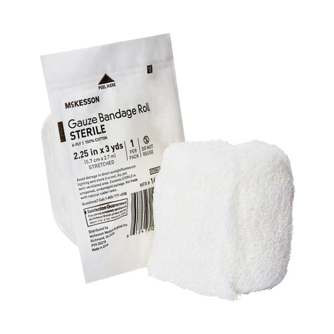 Fluff Bandage Roll  Gauze 6-Ply 2-1/4 Inch X 3 Yard Roll Shape Sterile