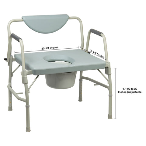 McKesson Commode Chair, Drop Arms, Padded Backrest, 23-1/4 Inch Seat Width, 1000 lbs. Weight Capacity #146-11135-1