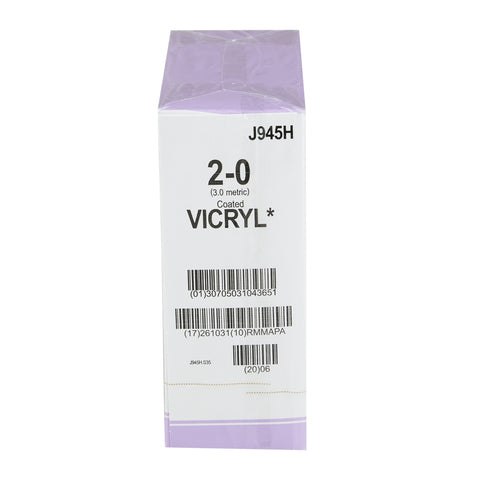 Absorbable Suture with Needle Coated Vicryl™ Polyglactin 910 CT-1 1/2 Circle Taper Point Needle Size 2-0 Braided #J945H