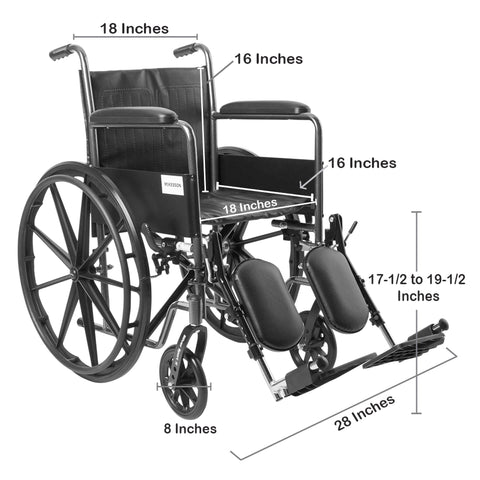 McKesson Wheelchair, Swing-Away Elevating Legrest, 18 Inch Seat Width, Adult, 300 lbs. Weight Capacity #146-SSP218FA-ELR