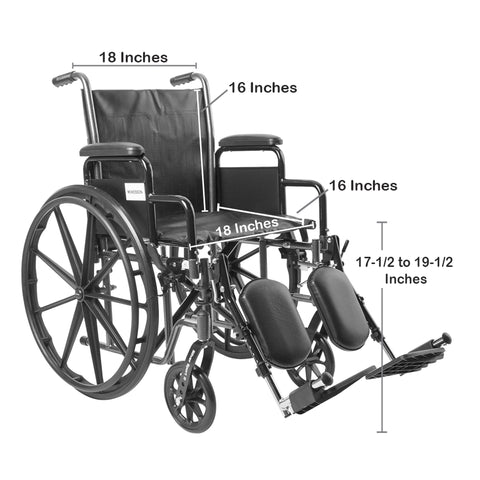McKesson Wheelchair, Swing-Away Elevating Legrest, 18 Inch Seat Width, Adult, 300 lbs. Weight Capacity  #146-SSP218DDA-ELR
