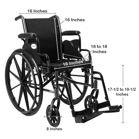 McKesson Lightweight Wheelchair, Swing-Away Footrest, 16 Inch Seat Width, Adult, 300 lbs. Weight Capacity #146-K316DDA-SF