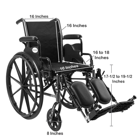 McKesson Lightweight Wheelchair, Swing-Away Elevating Legrest, 16 Inch Seat Width, Adult, 300 lbs. Weight Capacity  #146-K316DDA-ELR