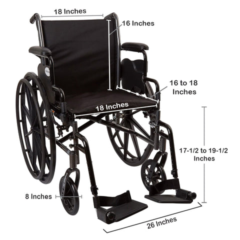 McKesson Lightweight Wheelchair, Swing-Away Footrest, 18 Inch Seat Width, Adult, 300 lbs. Weight Capacity #146-K318DDA-SF