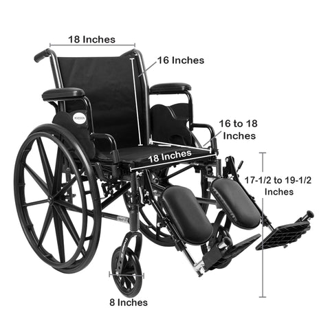 McKesson Lightweight Wheelchair, Swing-Away Elevating Legrest, 18 Inch Seat Width, Adult, 300 lbs. Weight Capacity  #146-K318DDA-ELR