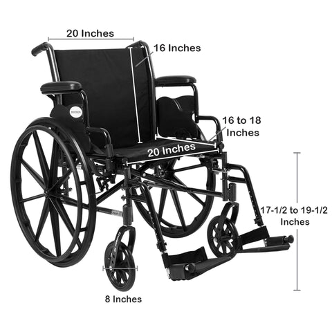 McKesson Lightweight Wheelchair, Swing-Away Footrest, 20 Inch Seat Width, Adult, 300 lbs. Weight Capacity  #146-K320DDA-SF