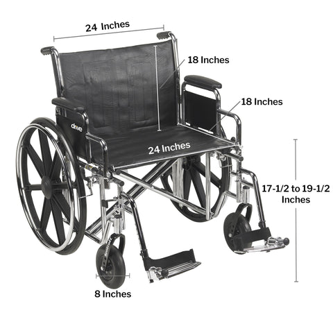 McKesson Bariatric Wheelchair, Swing-Away Footrest, 24 Inch Seat Width, Adult, 450 lbs. Weight Capacity  #146-STD24ECDDA-SF