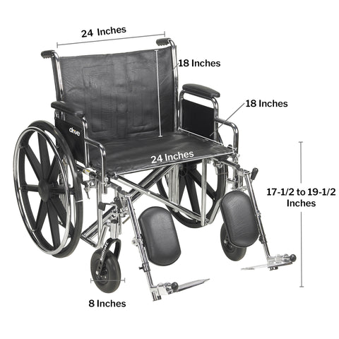 McKesson Bariatric Wheelchair, Swing-Away Elevating Legrest, 24 Inch Seat Width, Adult, 450 lbs. Weight Capacity  #146-STD24ECDDA-ELR