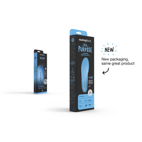 Orthotic Insole Medium Arch High Density Foam Men 13.5 to 15 Blue #2414