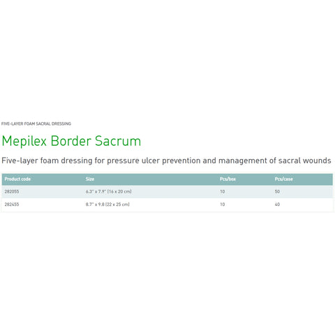 Molnlycke Foam Dressing Mepilex® Border Sacrum 6-1/3 X 7-9/10 Inch With Border Film Backing Silicone Adhesive Sacral Sterile #282055