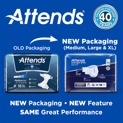 Incontinence Brief Attends® Overnight Adult Medium Unisex Disposable Heavy Absorbency #DDEW20