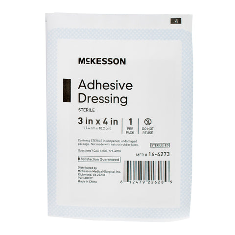 Adhesive Dressing Cotton / Polyester Rectangle White Sterile