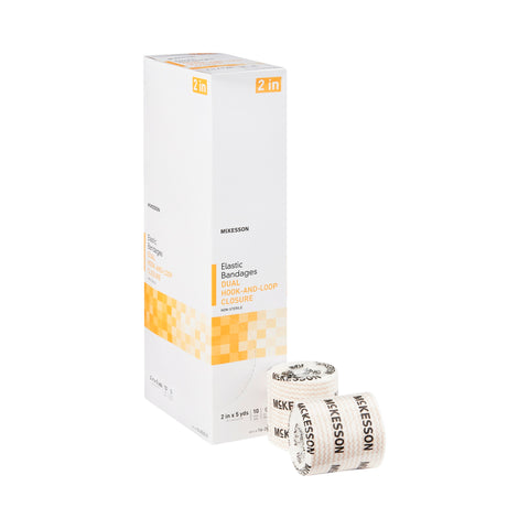Elastic Bandage Standard Compression Double Hook and Loop Closure Tan NonSterile