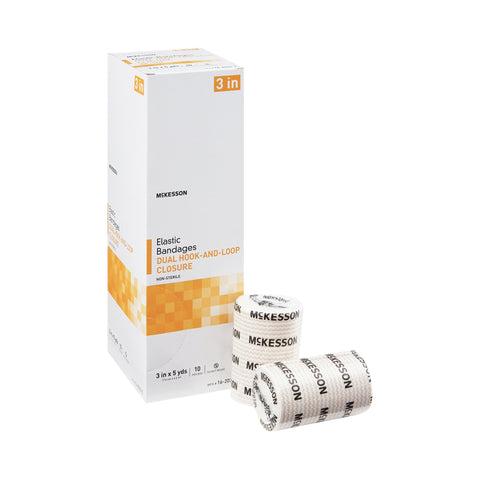 Elastic Bandage Standard Compression Double Hook and Loop Closure Tan NonSterile