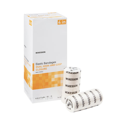 Elastic Bandage Standard Compression Double Hook and Loop Closure Tan NonSterile